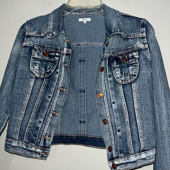 Chiqle Cropped Denim Jacket Small - Picture 5 of 7